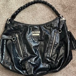Guess black faux letter purse